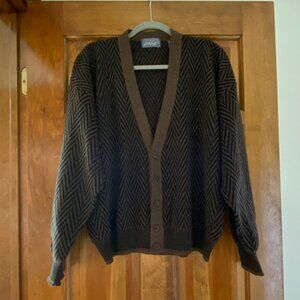 Like New Brown & Black Herringbone Cardigan - M